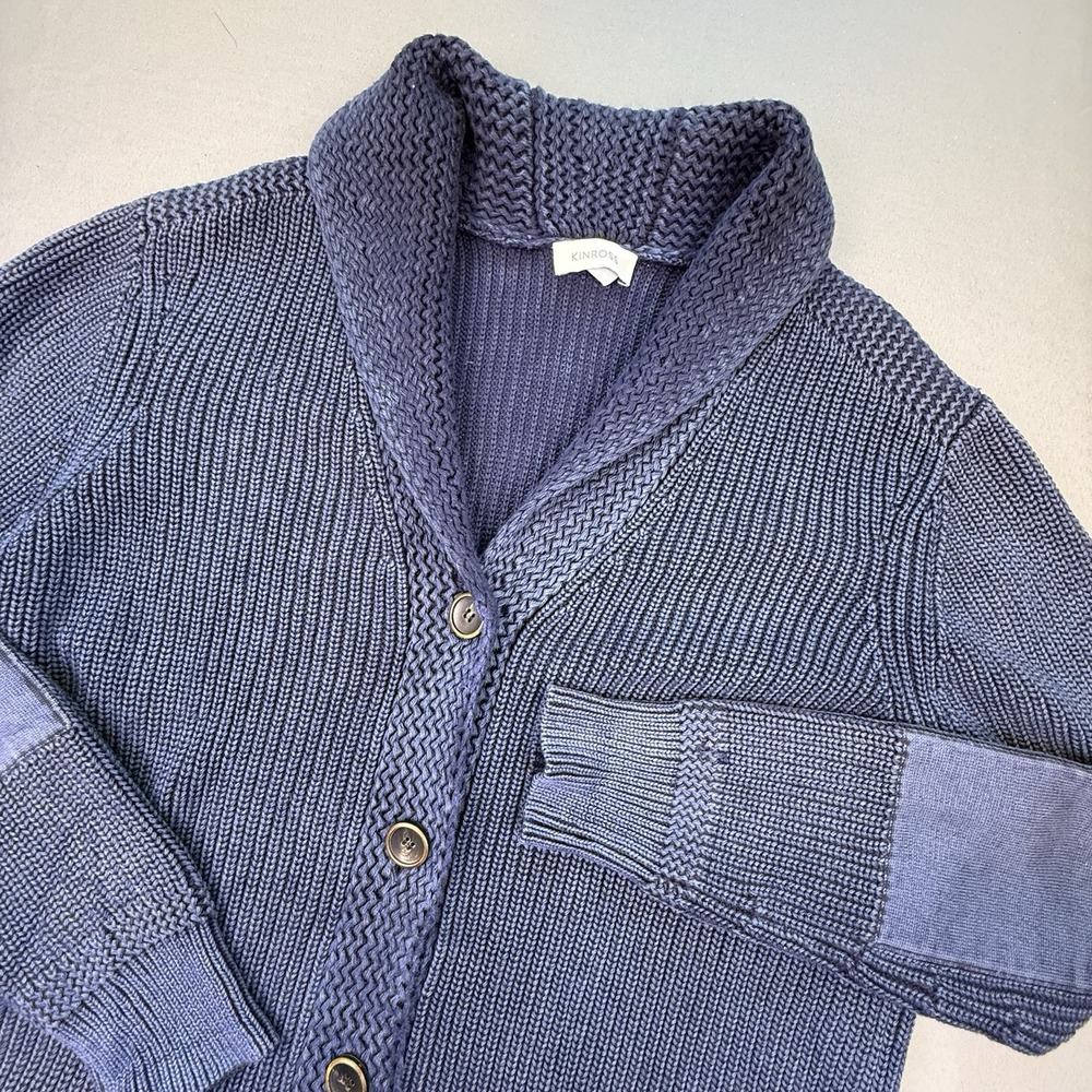 Chunky Cotton Waffle Cardigan Sweater Women's S Shawl Collar Fisherman Kinross